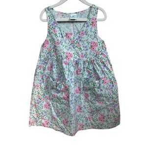 Vintage After the Stork Girls Size 5 Floral Sleeveless Dress Empire Waist USA